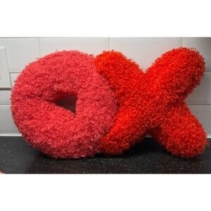 Hugs & Kisses Valentine Plush Oversized Decorative Pillow Red Pink‎ X & O